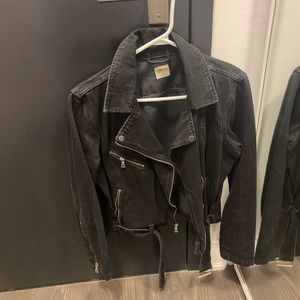 gap moto black denim jacket